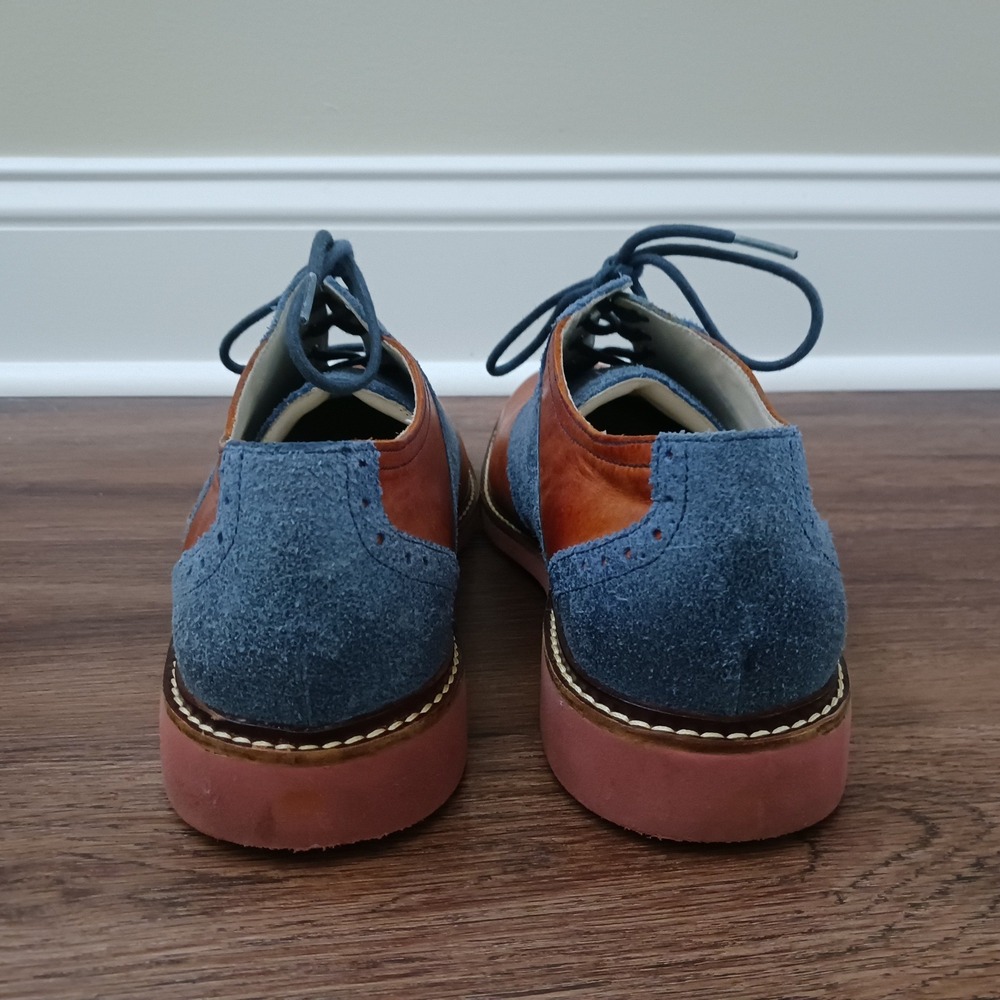Cole Haan Great Jones Saddle Shoes Mens 10.5 M Tan Leather Blue Suede C11423 - Picture 4 of 7
